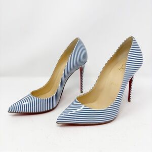 Christian Louboutin Pigalle Follies 100 Patent Stripes Heels
